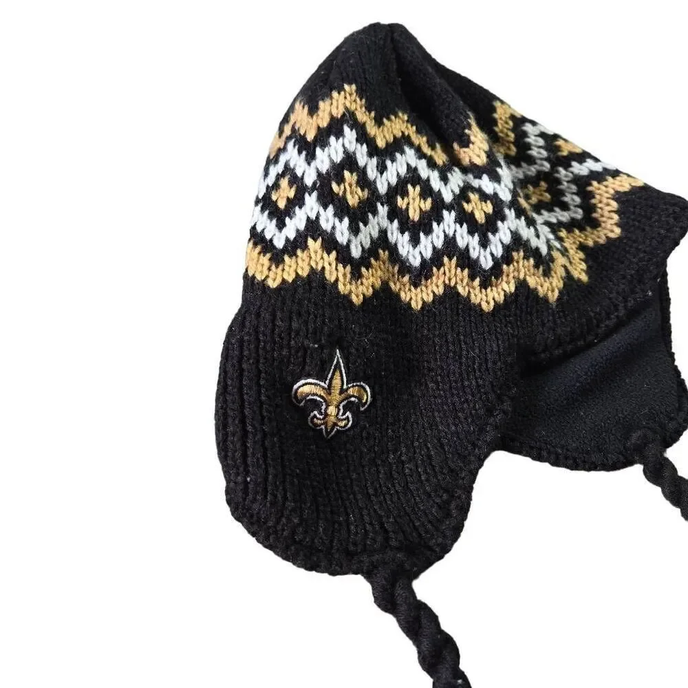 Boys and Girls Black and Gold New Orleans Saints Jacquard Tassel Knit Hat OS you